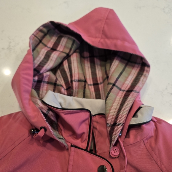 Vintage Liz Claiborne Pink Hooded Coat Jacket Plaid Lining Womens Large NEW - Picture 9 of 16